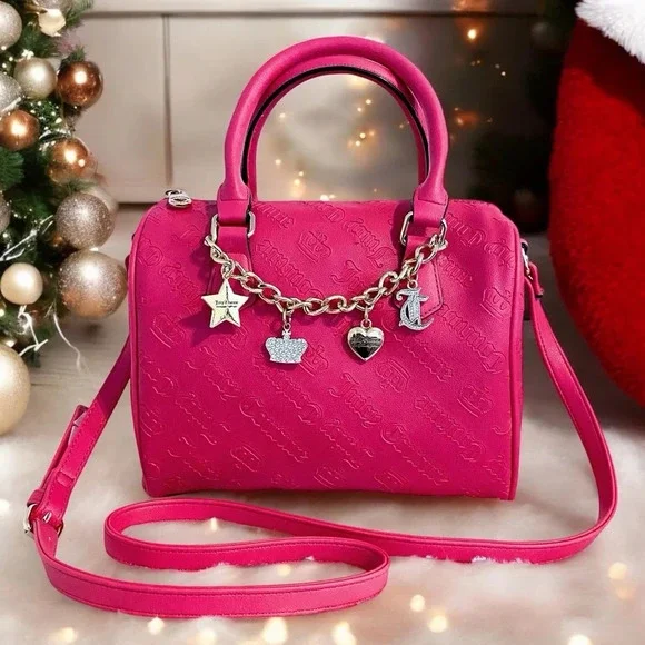 Juicy Couture Pink Flash Gothic Logo Not Your Babe Satchel Bag Purse New - Picture 3 of 9